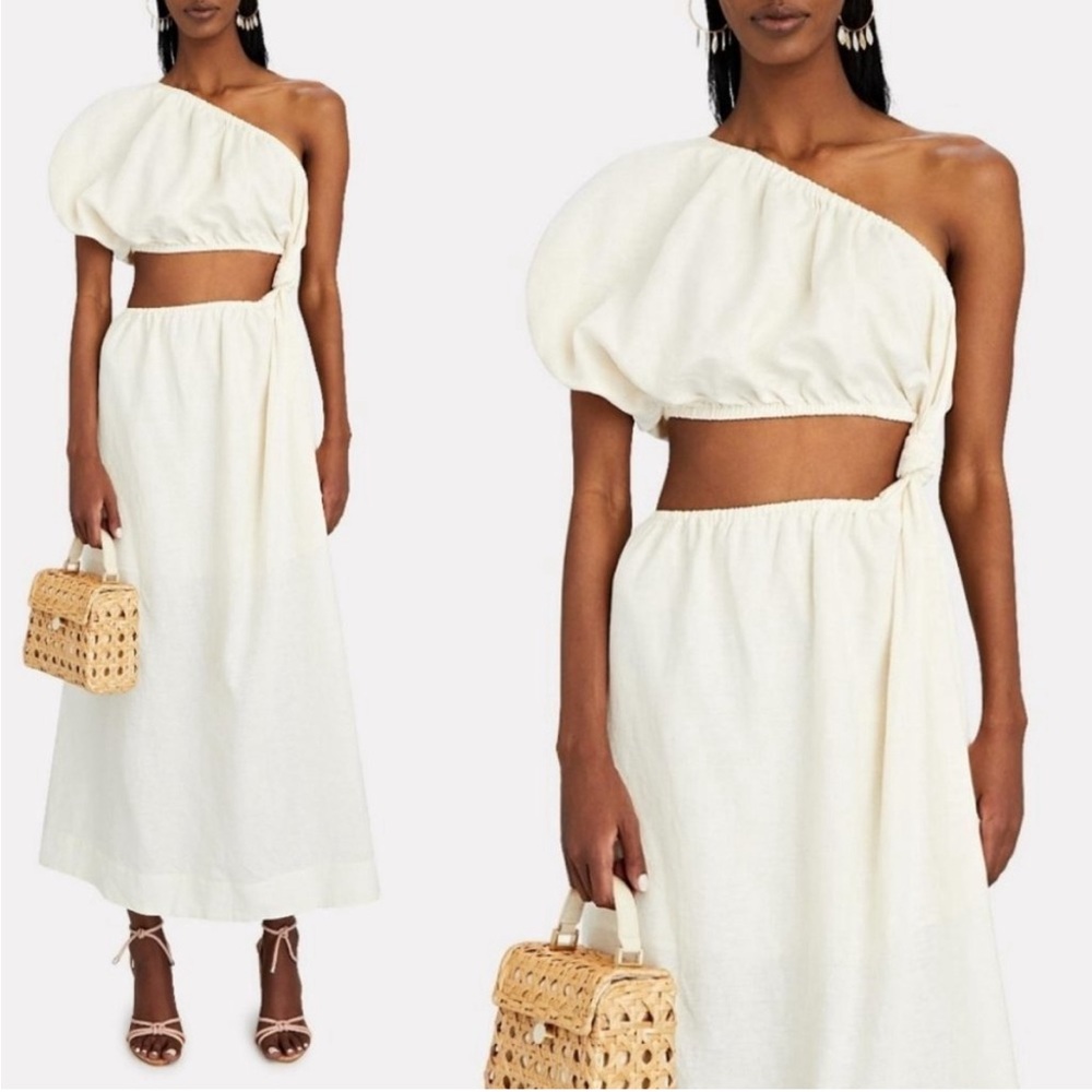 FARM Rio Off-White One Shoulder MaxiDress